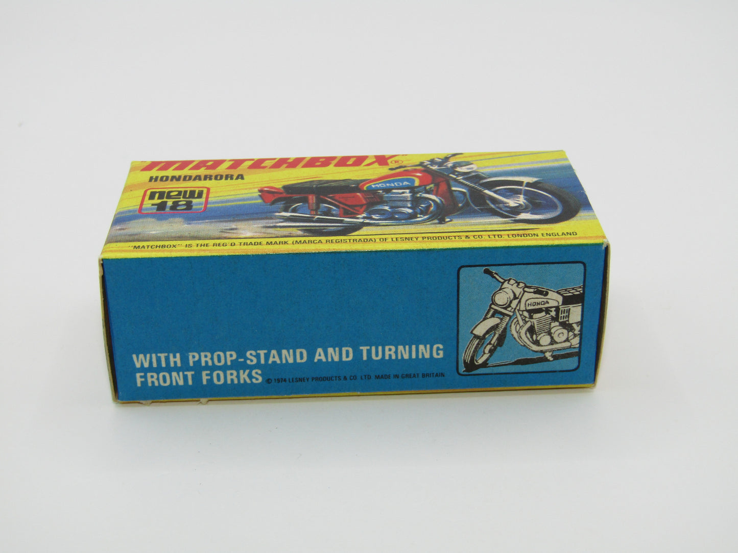 Matchbox Superfast No 18B Hondarora Motorcycle, Orange, Black Handlebars, Wire Wheels
