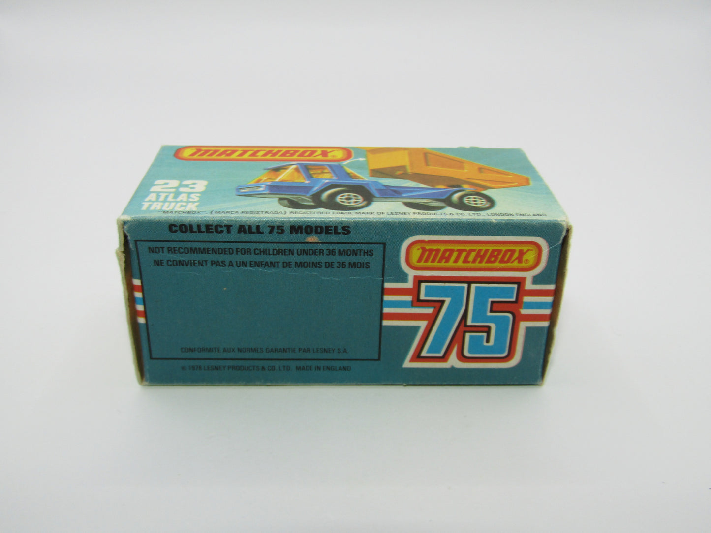 Matchbox Superfast No 23B Atlas Dump Truck AMB Win Dot Dash Silver Base