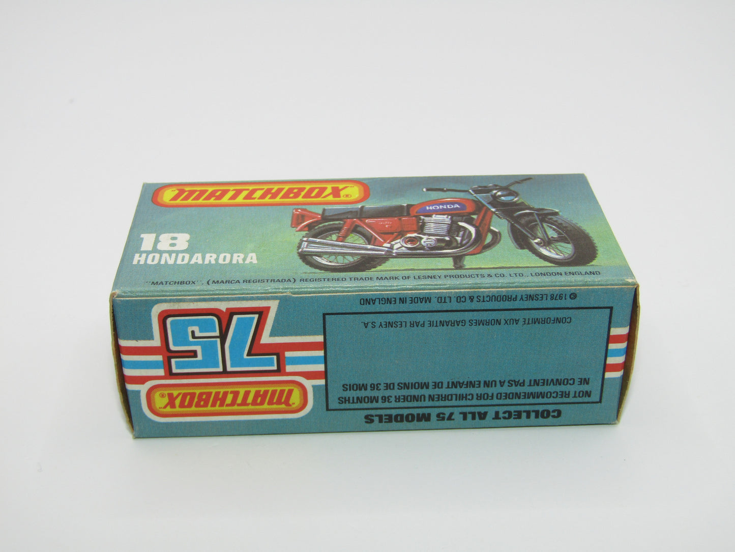 Matchbox Superfast No 18B Hondarora Motorcycle, Light Red, No Labels, Wire Wheels