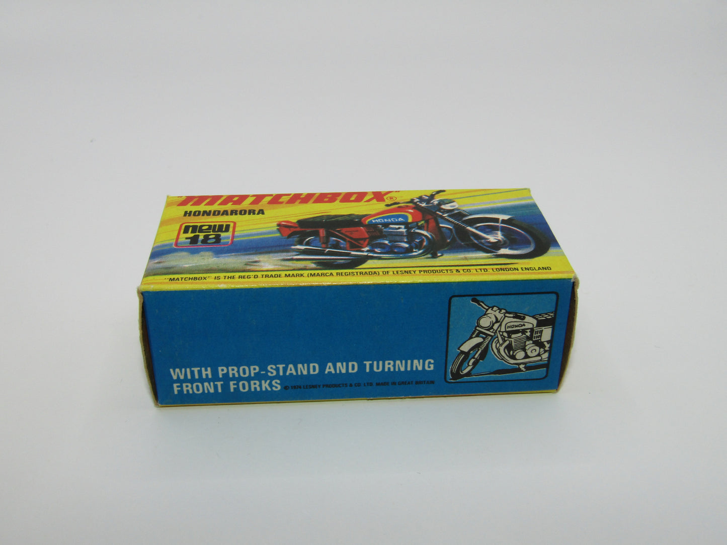 Matchbox Superfast No 18B Hondarora Motorcycle, Light Red, Labels, Wire Wheels