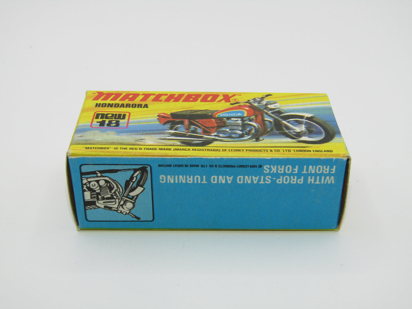 Matchbox Superfast No 18B Hondarora Motorcycle, Metallic Green, GREY SEAT, Mag Wheels