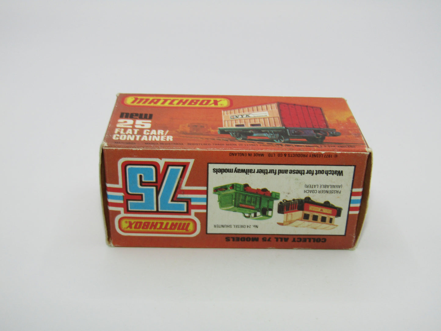 Matchbox Superfast No 25C Flat Car Container Yellow Red Doors GREY BASE