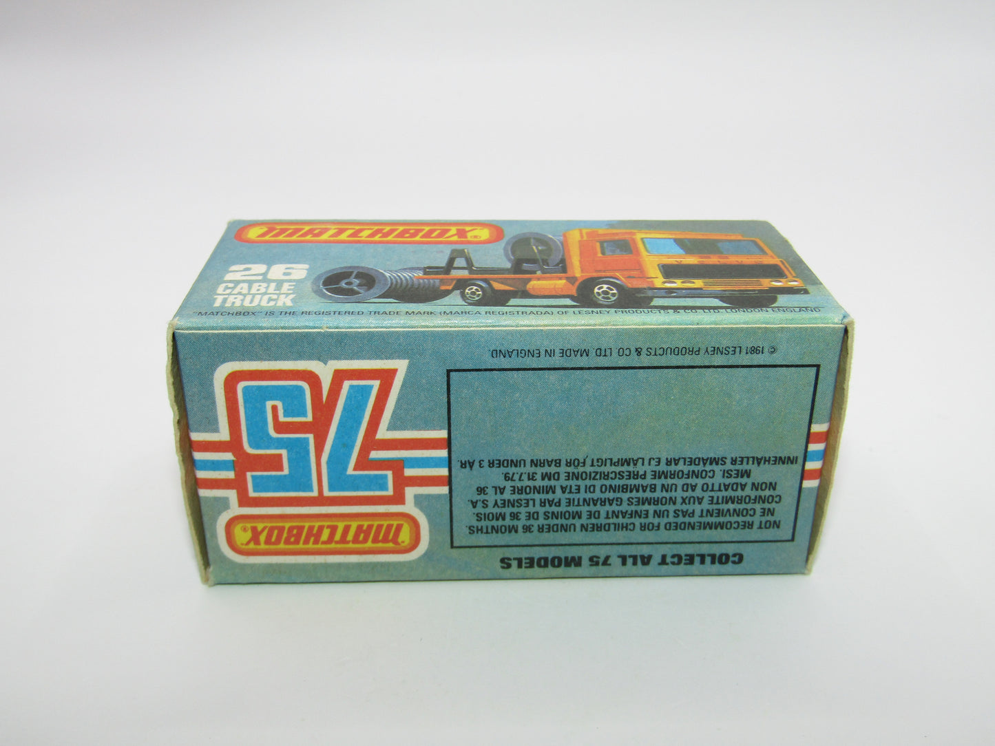 Matchbox Superfast No 26E Volvo Cable Truck 5 SPOKE Wheels Black Base