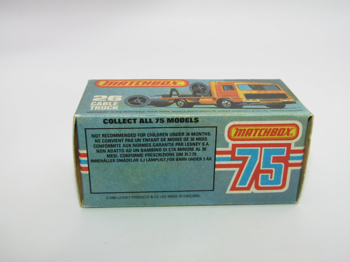 Matchbox Superfast No 26E Volvo Cable Truck VERY PALE Blue/Smoke Windows