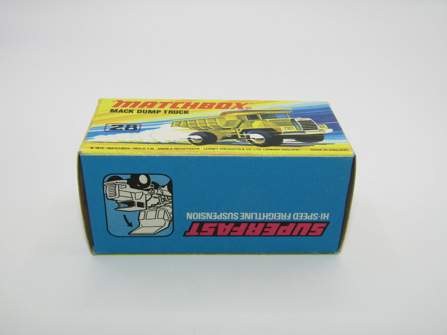 Matchbox Superfast No 28A Mack Dump Truck OLIVE DRAB with "i" Box