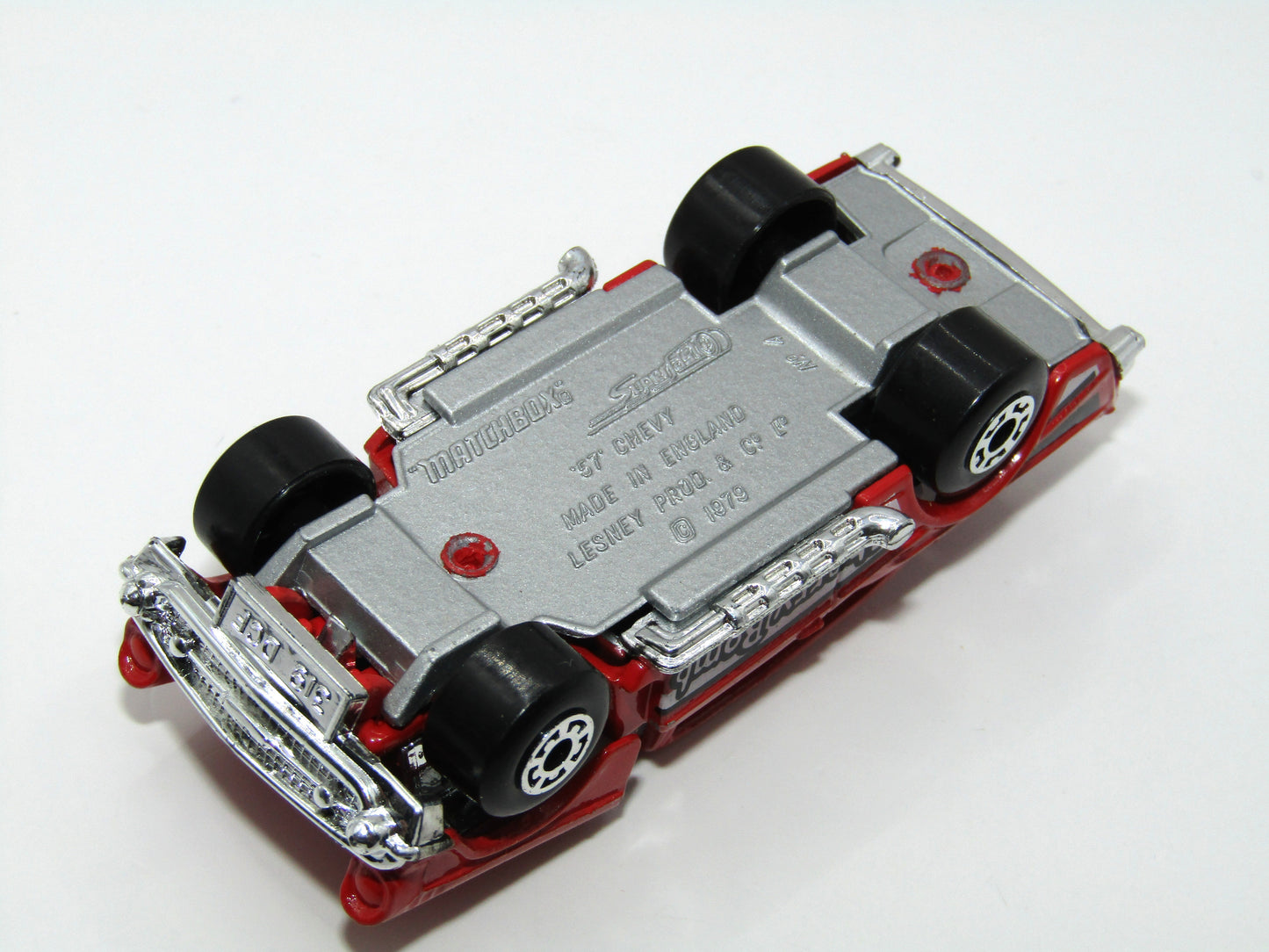 Matchbox Superfast 4D '57 Chevy Red, Silver Base