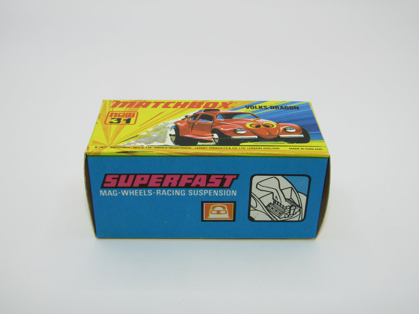 Matchbox Superfast 31B Volks-Dragon Red REVERSED EYES LABEL IVORY Interior