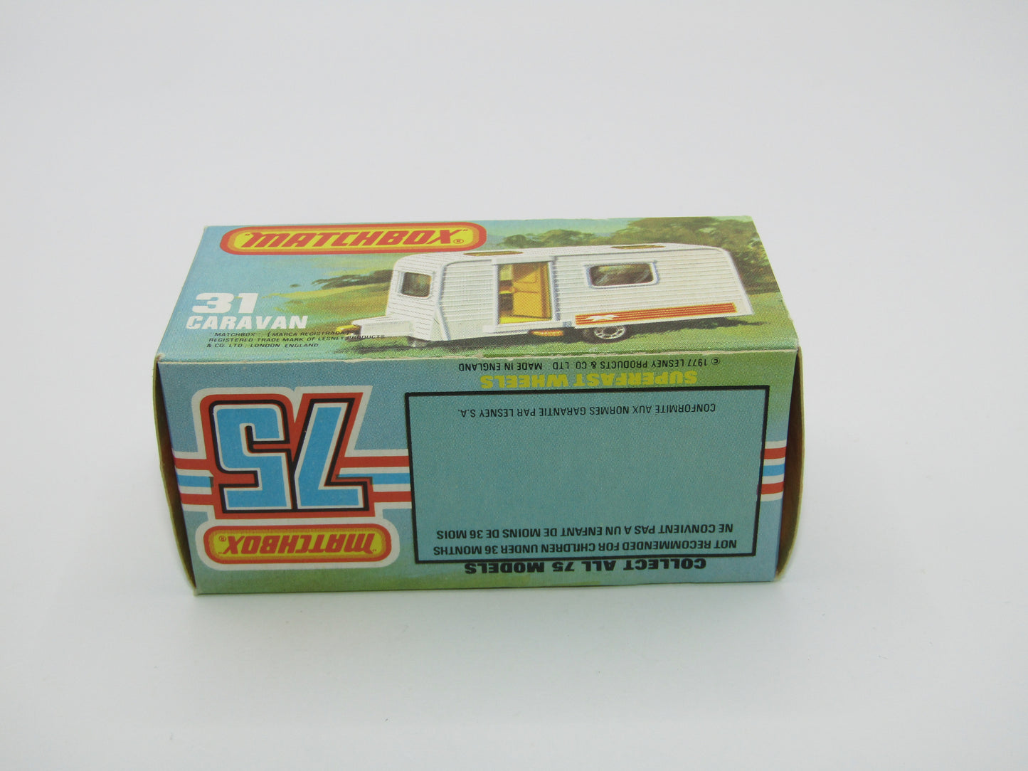 Matchbox Superfast 31C Caravan - TURQUOISE Blue Door Blue Seagull Label