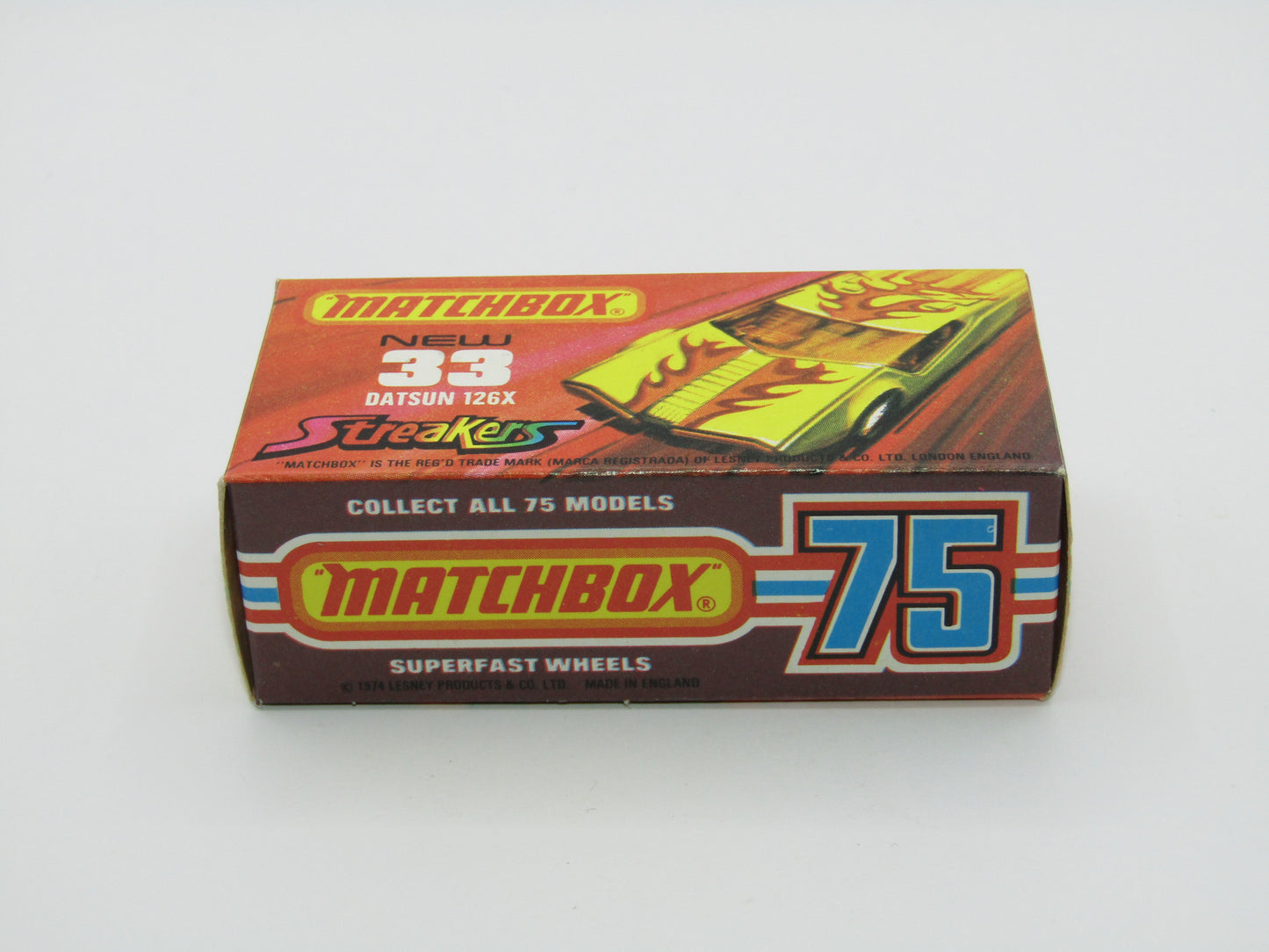 Matchbox Superfast 33B Datsun 126X Light Amber Windows BLACK Golden X Base