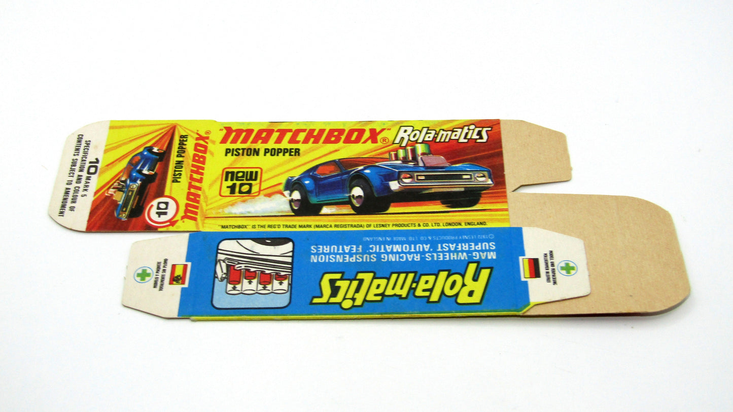 Matchbox Superfast 10B Piston Popper Empty Original Box - Factory Unfolded
