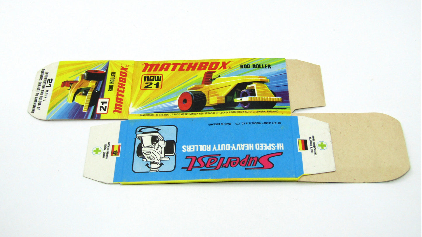 Matchbox Superfast 21B Rod Roller Empty Original Box - Factory Unfolded
