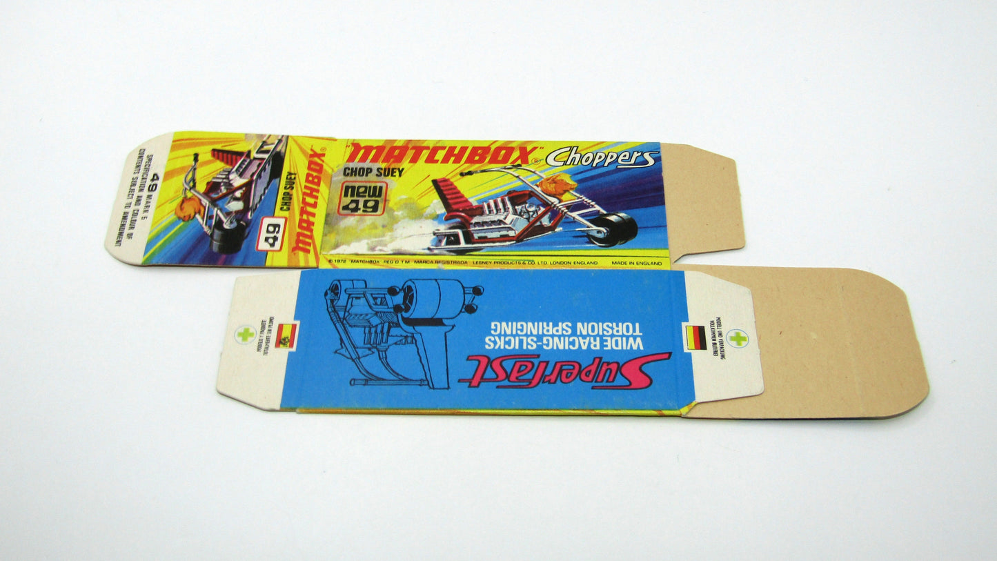 Matchbox Superfast 49B Chop Suey Empty Original Box - Factory Unfolded