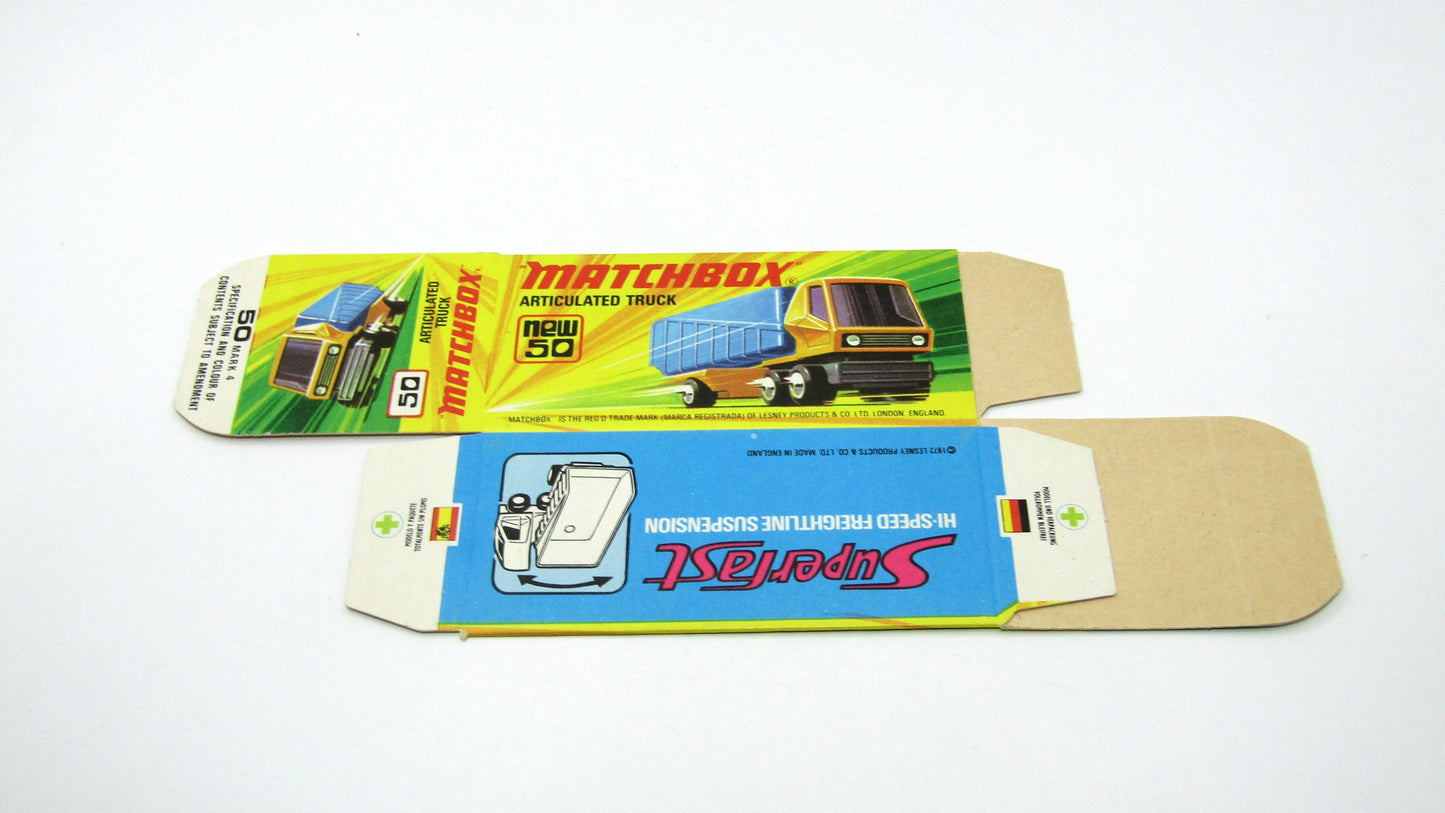 Matchbox Superfast 50B Articulated Truck Empty Original Box - Factory Unfolded