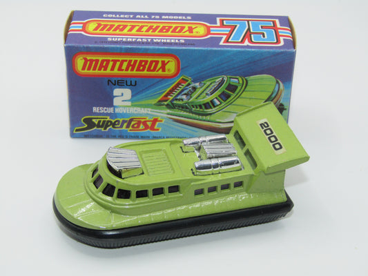 Matchbox Superfast 2C Rescue Hovercraft Avacado 2000 Labels