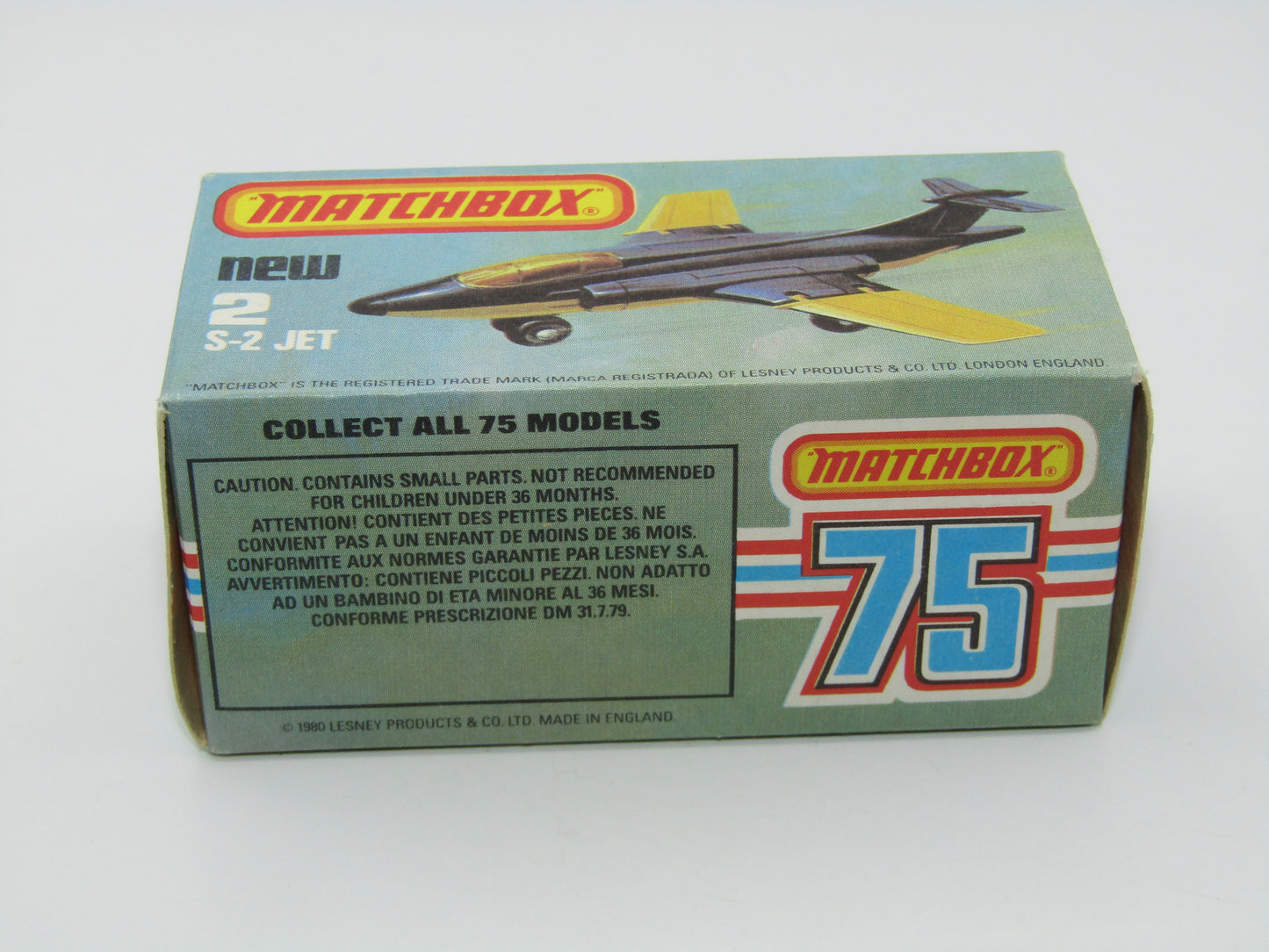 Matchbox Superfast 2D S2 Jet Black & Yellow Dark Amber Windows