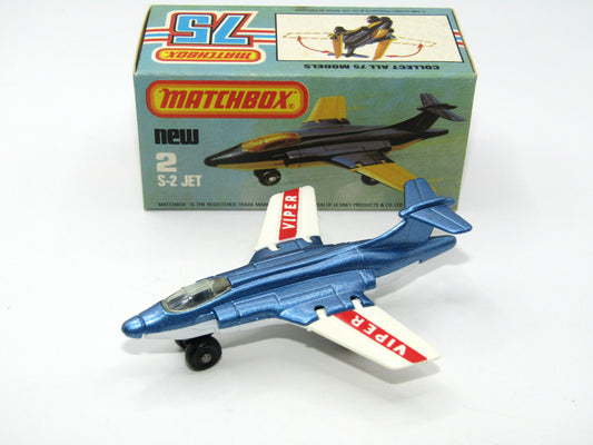 Matchbox Superfast 2D S2 Jet Metallic Blue & White Viper Tampo