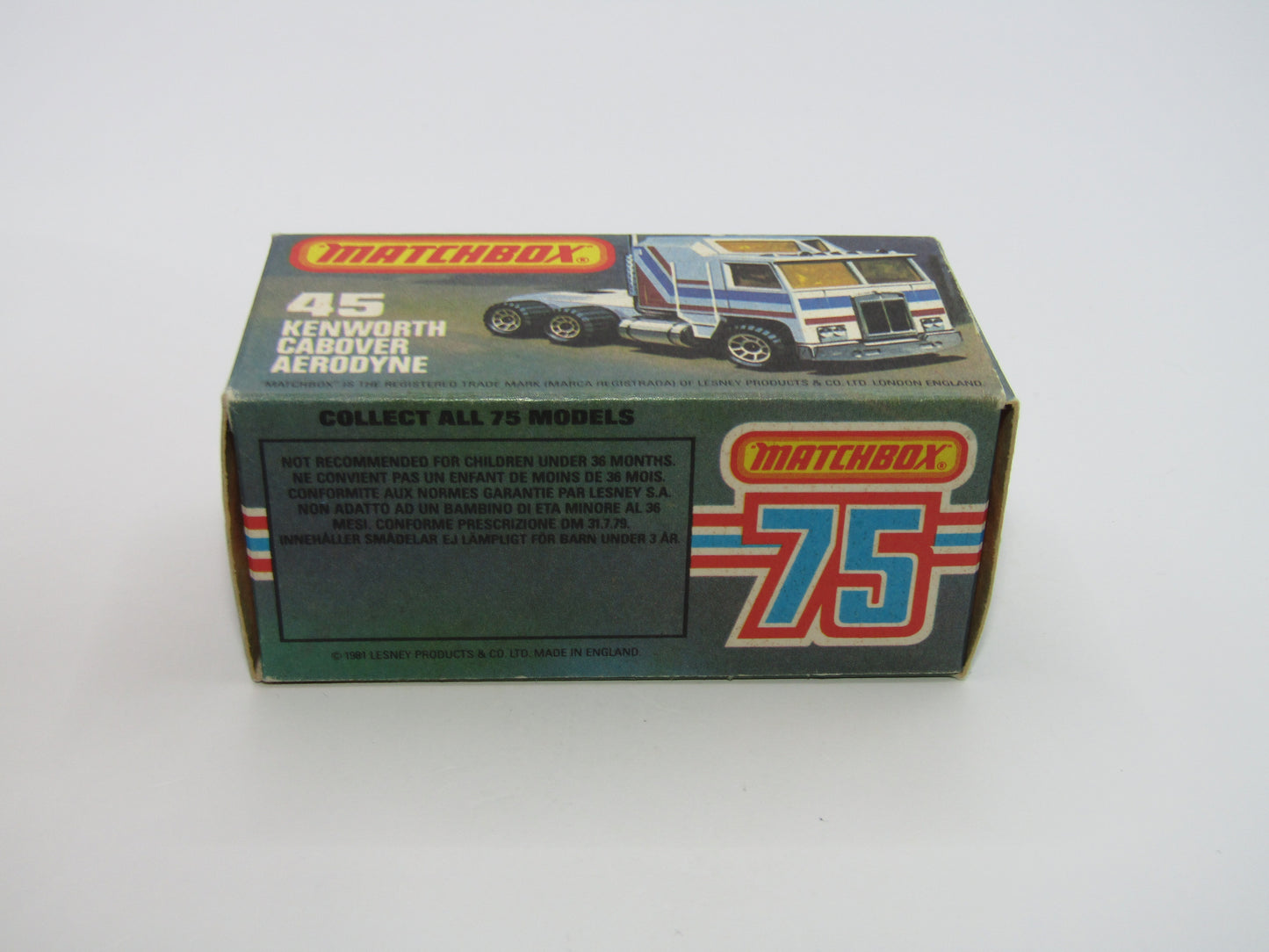 Matchbox Superfast 45C Kenworth Truck White, Red & Yellow Stripes