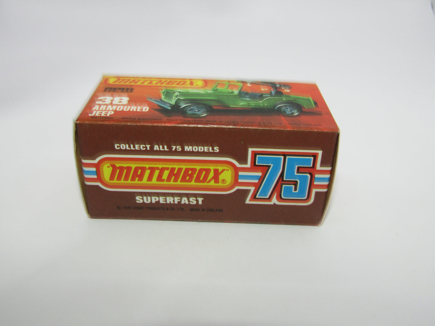 Matchbox Superfast No 38C Armoured Jeep LIGHT OLIVE DRAB Star no 38 Jeep Base