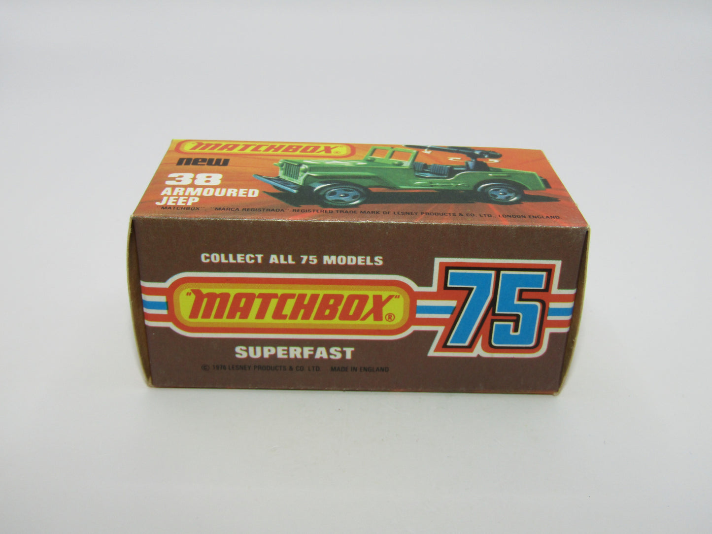 Matchbox Superfast No 38C Armoured Jeep Bright Green Star GLOSS Black Base