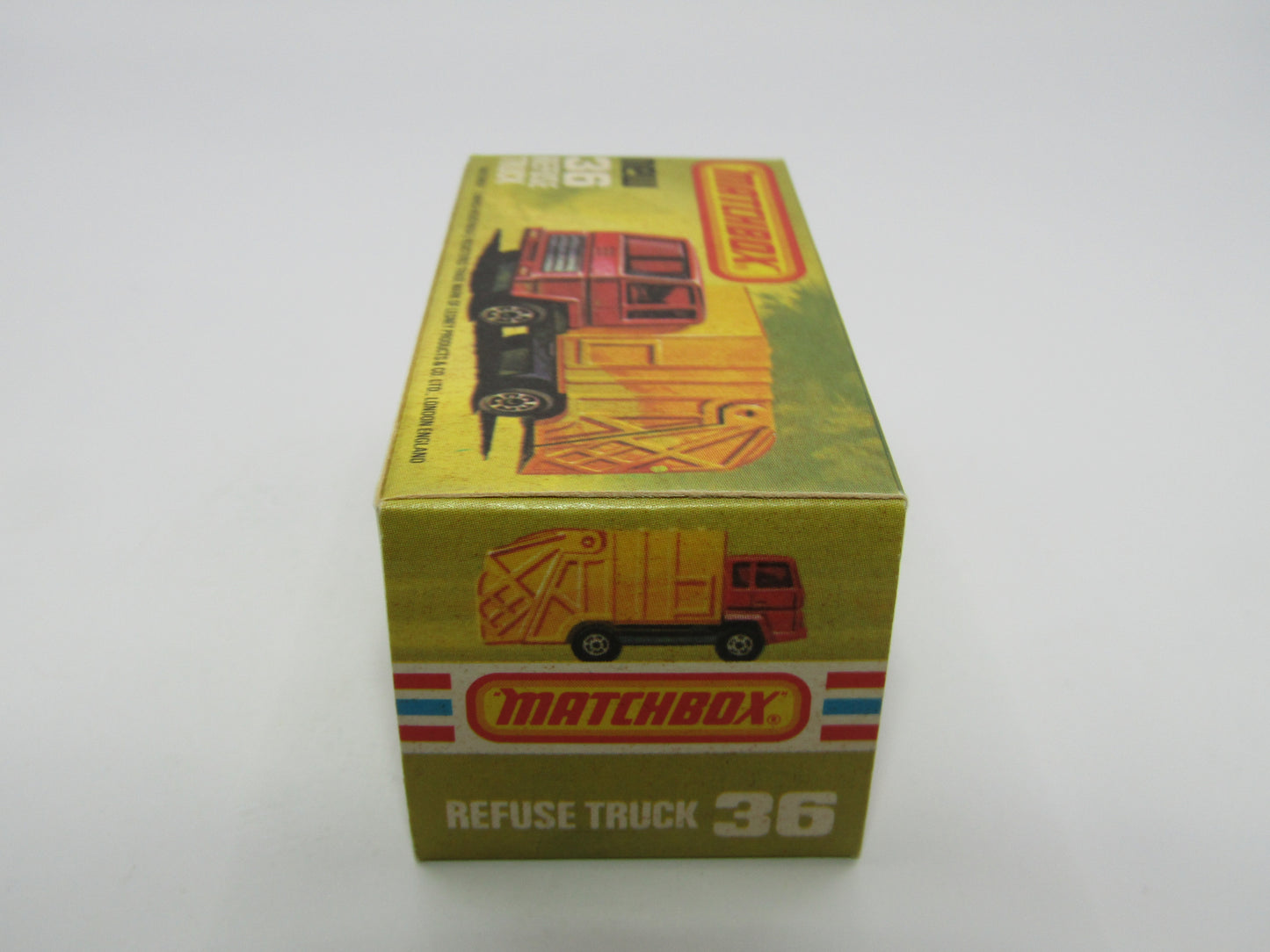 Matchbox Superfast No 36D Refuse Truck Blue, Yellow & Yellow Black Slider