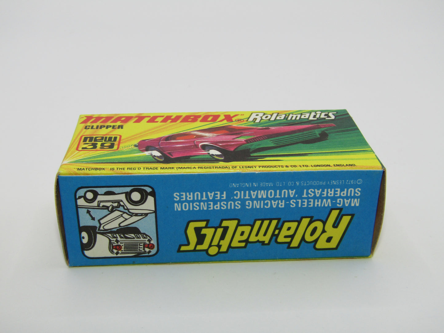 Matchbox Superfast 39A Clipper Magenta Purple White Exhausts Met Green Base