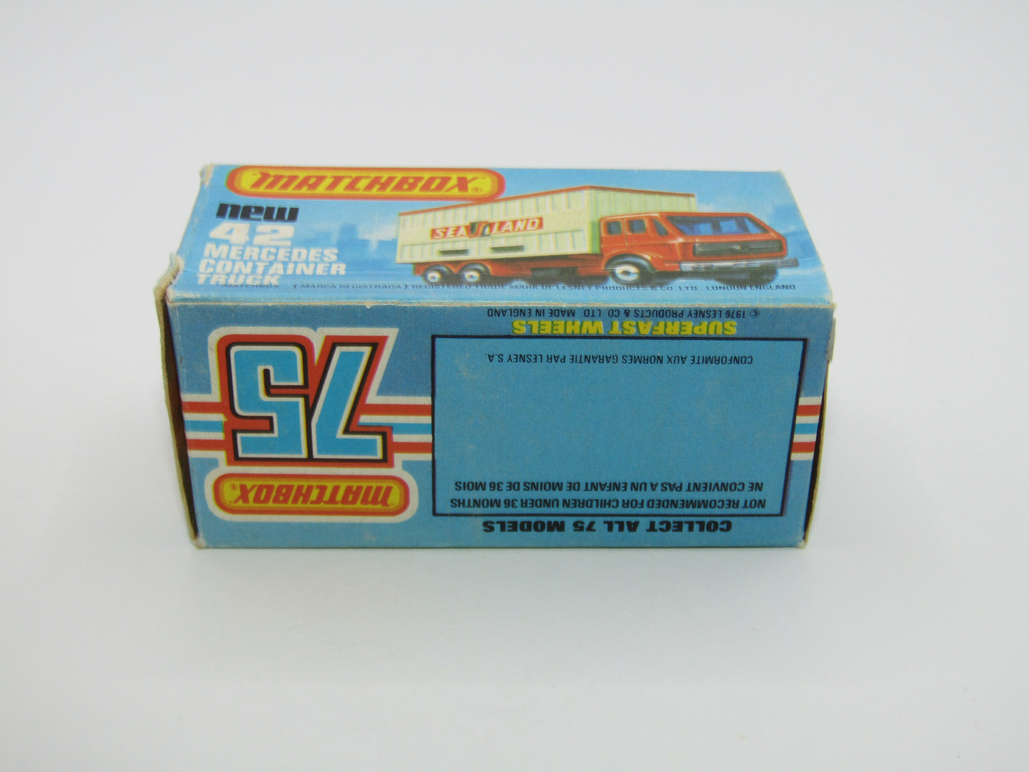 Matchbox Superfast No 42C Mercedes Truck Blue Karstadt on LEFT