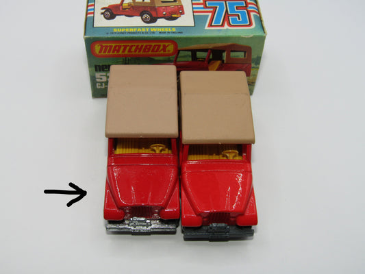 Matchbox Superfast 53C Jeep CJ-6 DARK Red Yellow Interior
