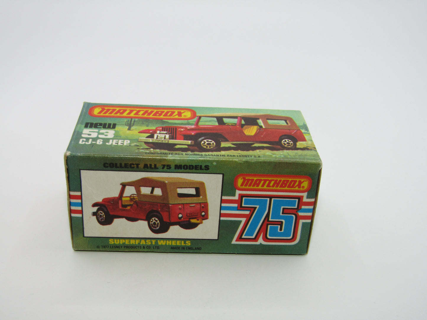 Matchbox Superfast 53C Jeep CJ-6 DARK Red Yellow Interior