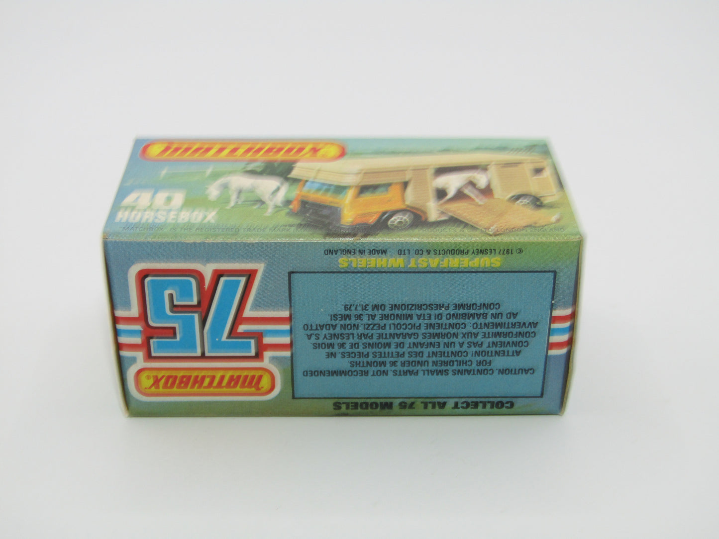 Matchbox Superfast 40B Horse Box Metallic Green SILVER BASE & WHITE Door