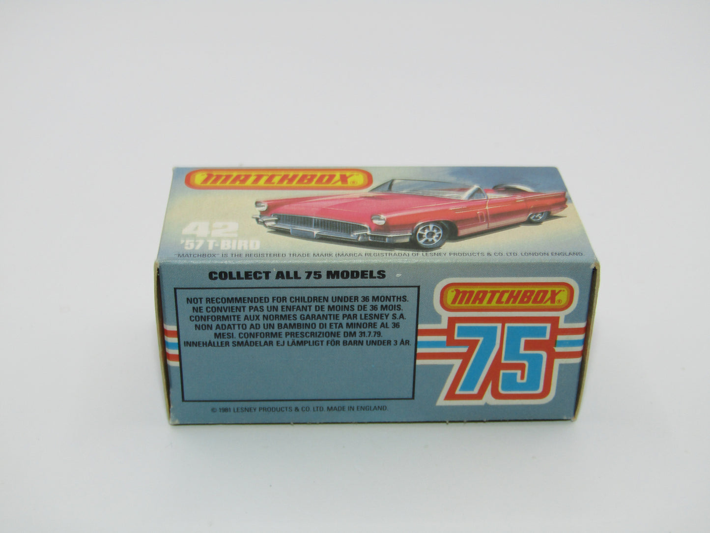 Matchbox Superfast 42D Ford Thunderbird Clear Windows, Silver Base