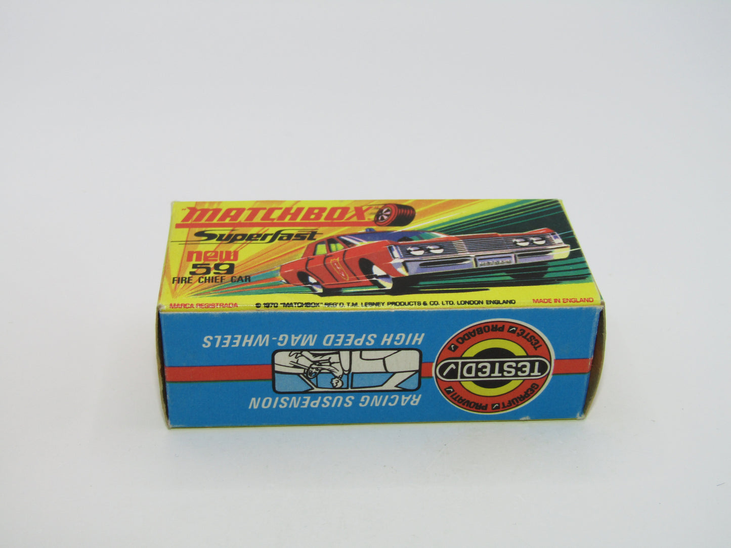 Matchbox Superfast 59B Mercury Fire Chief Car BRIGHT Fire Chief Label