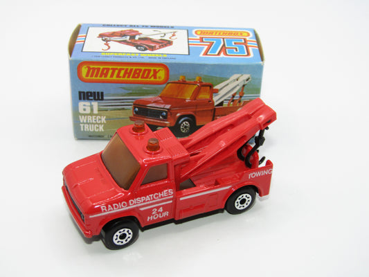Matchbox Superfast 61B Wreck Truck Radio Dispatches RED BOOM, Black Hooks