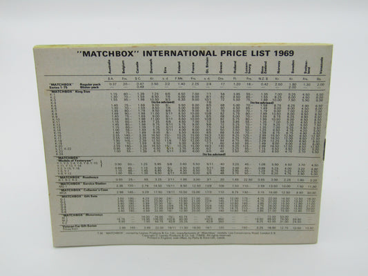 Matchbox 1969 Collectors Catalogue Second UK Edition