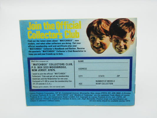 Matchbox 1973 Collectors Catalogue U.S.A Edition