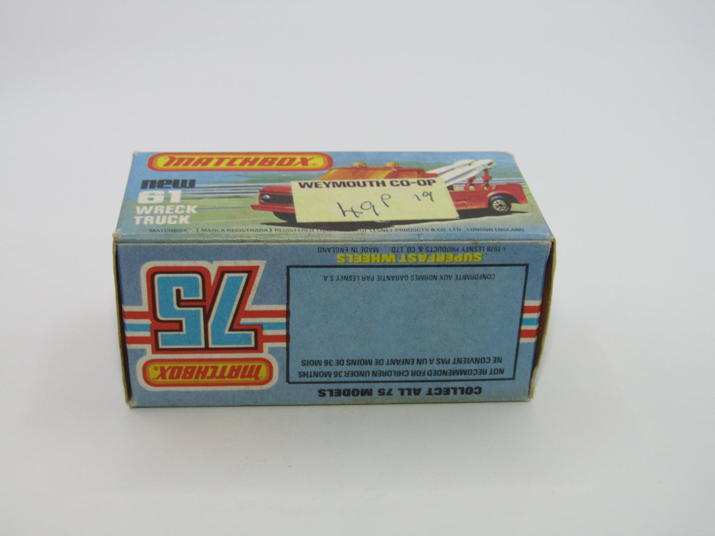 Matchbox Superfast 61B Wreck Truck White Booms Black Hooks Gloss Black Base