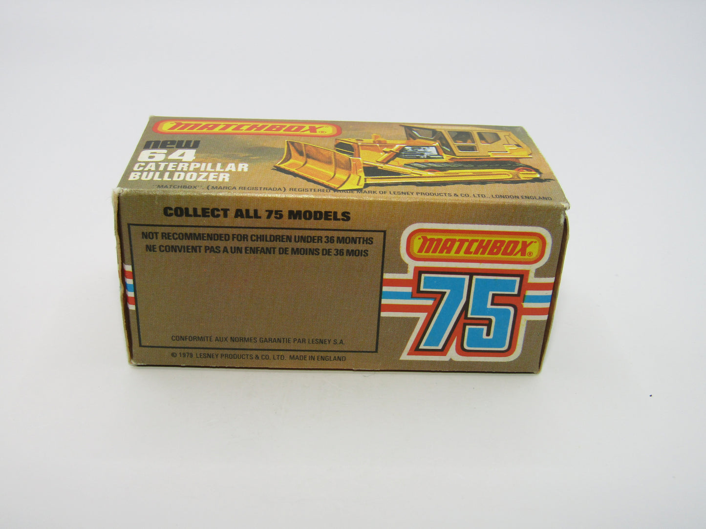 Matchbox Superfast 64D Caterpillar Bulldozer LIGHT Yellow Body Tan Roof