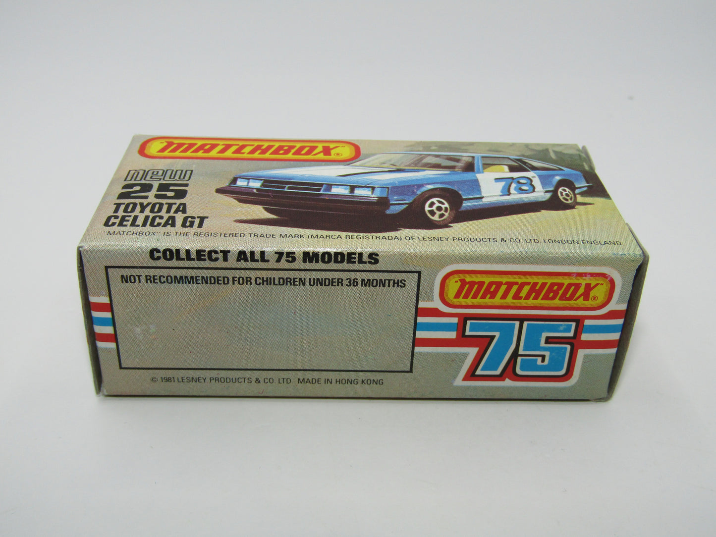 Matchbox Superfast No 25D Toyota Celica GT WHITE Interior & MC Wheels USA Picture Box