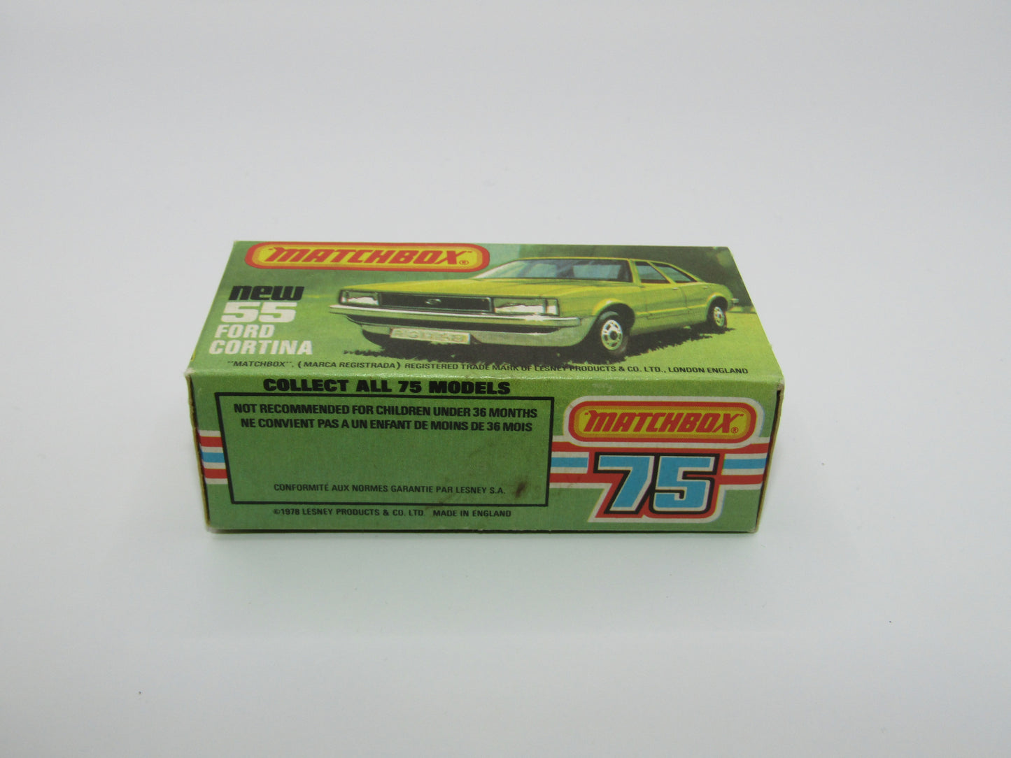 Matchbox Superfast 55D Ford Cortina Red GLOW Windows Silver Base