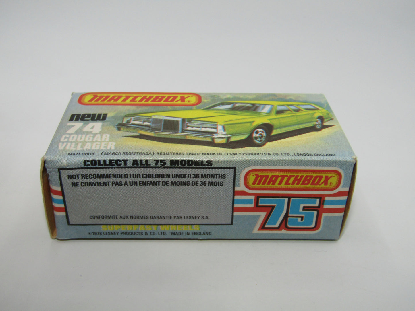 Matchbox Superfast 74C Cougar Villager Very Light Metallic Green, Yellow Interior Clear Windows