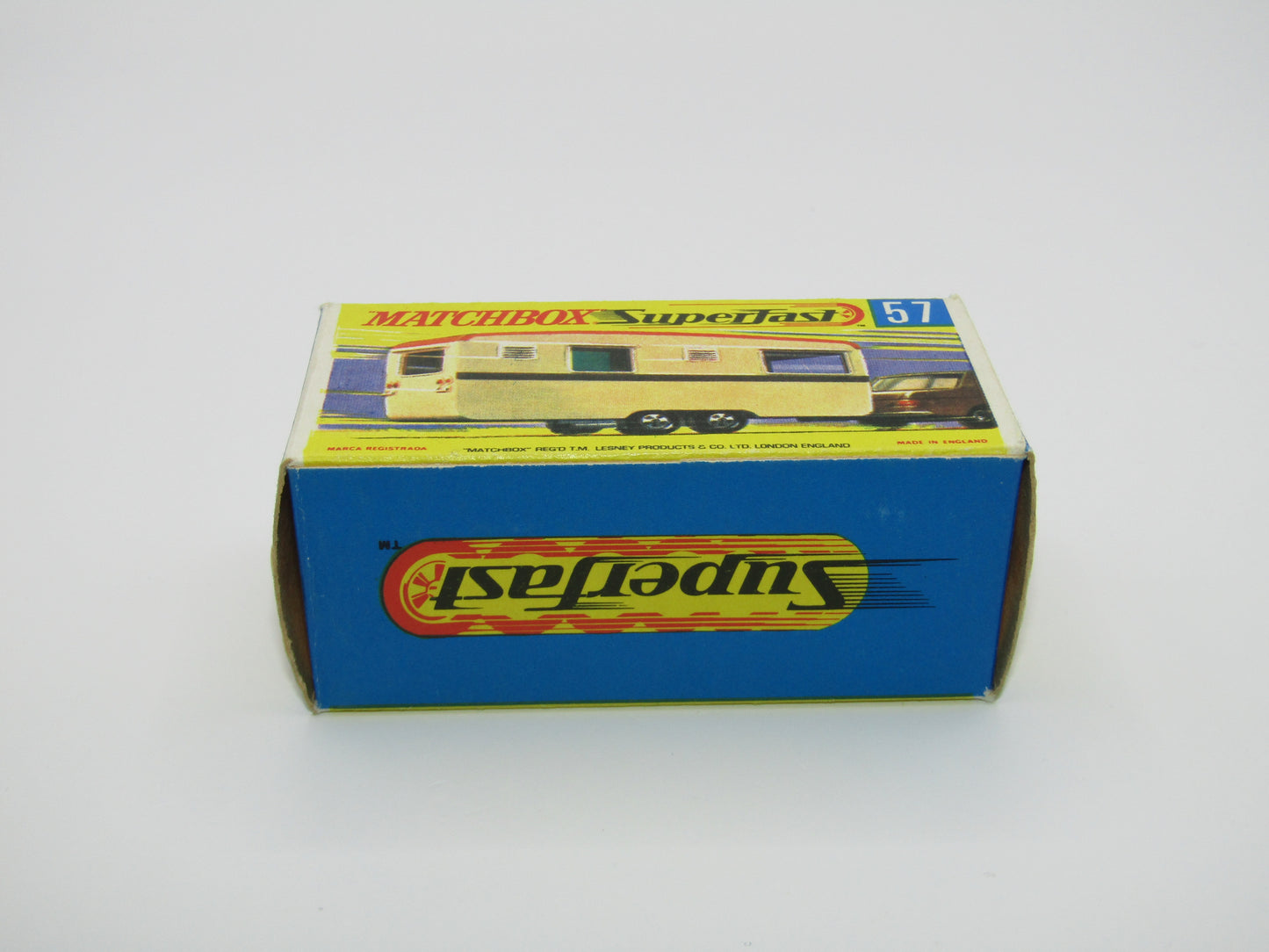 Matchbox Superfast 57B Eccles Trailer Caravan White Sun Set Tampo