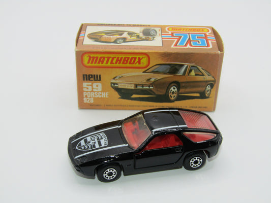 Matchbox Superfast 59C Porsche 928 Black NO SIDE Stripe Silver Base