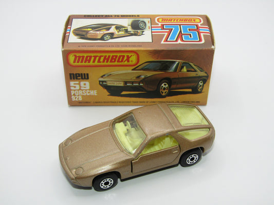 Matchbox Superfast 59C Porsche 928 SATIN GOLD Body Light Yellow Interior