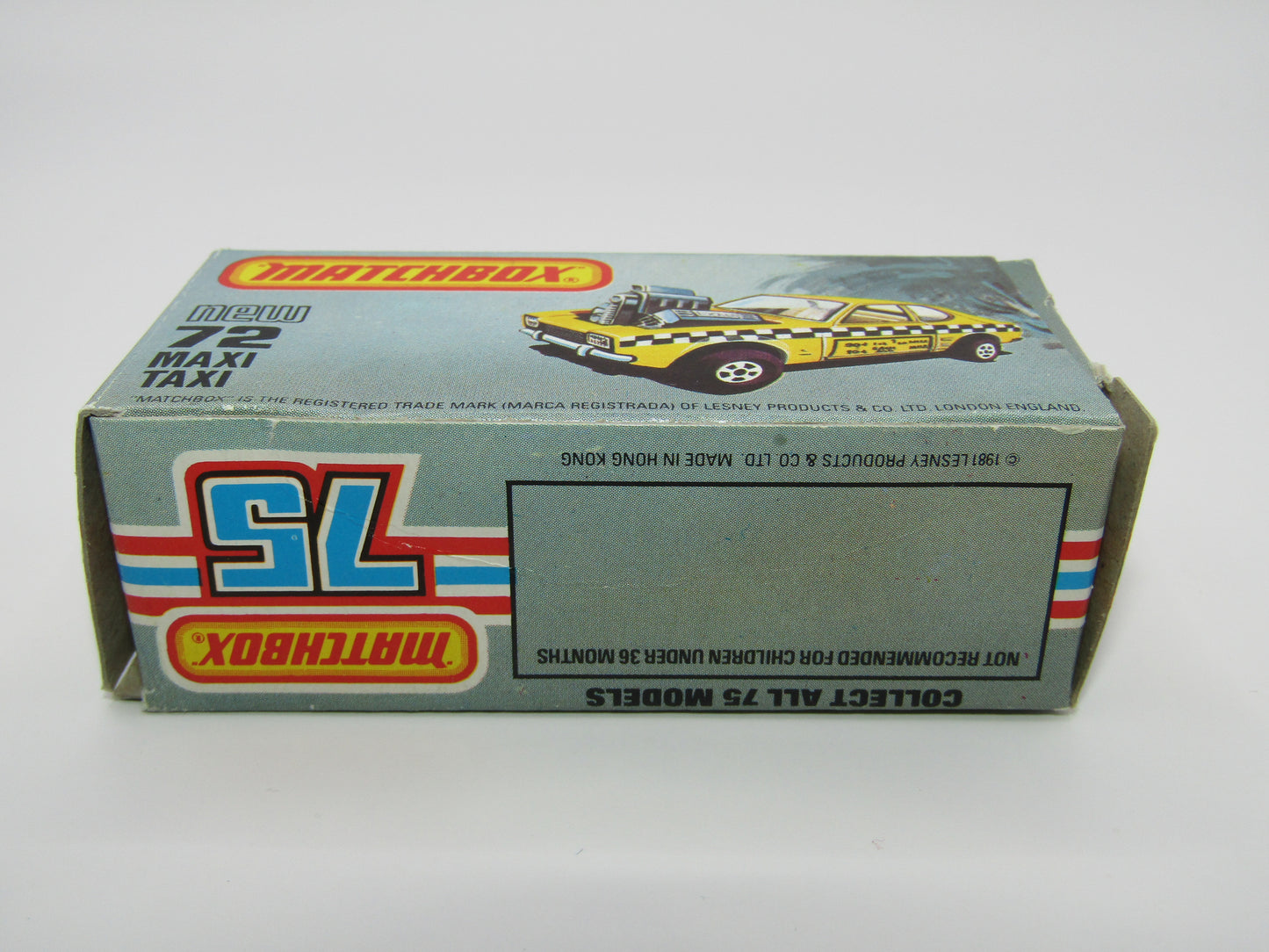 Matchbox Superfast No 72D Maxi Taxi REVERSED TAMPO 5 Spoke Wheels USA Picture Box