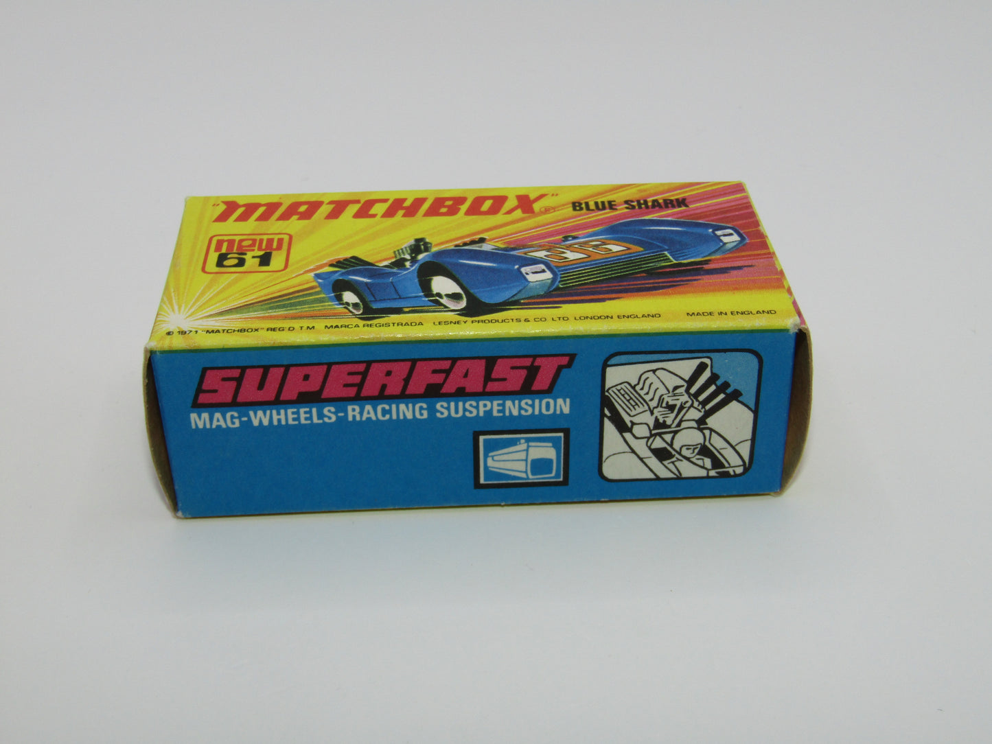 Matchbox Superfast 61B Blue Shark DARK AMBER Yellow Windows SILVER Base