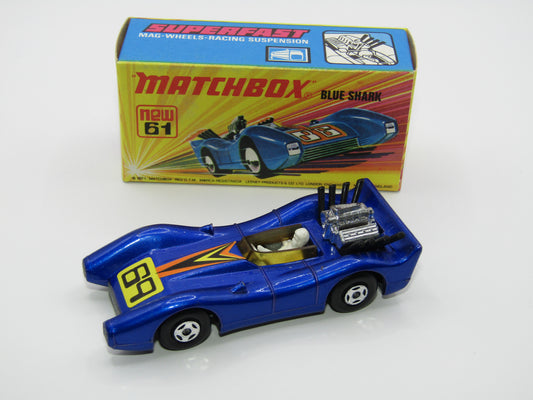 Matchbox Superfast 61B Blue Shark 69 Label (Turbo Fury) Amber Windows