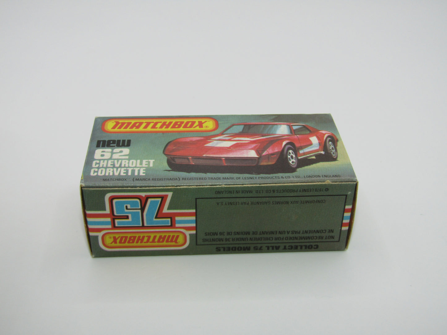 Matchbox Superfast 62D Chevrolet Corvette OPAQUE Windows Silver Base