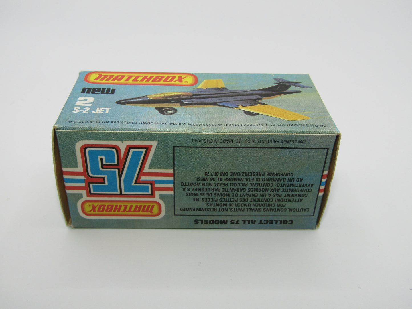 Matchbox Superfast 2D S2 Jet Metallic Blue & White PLAIN wings No Tampo