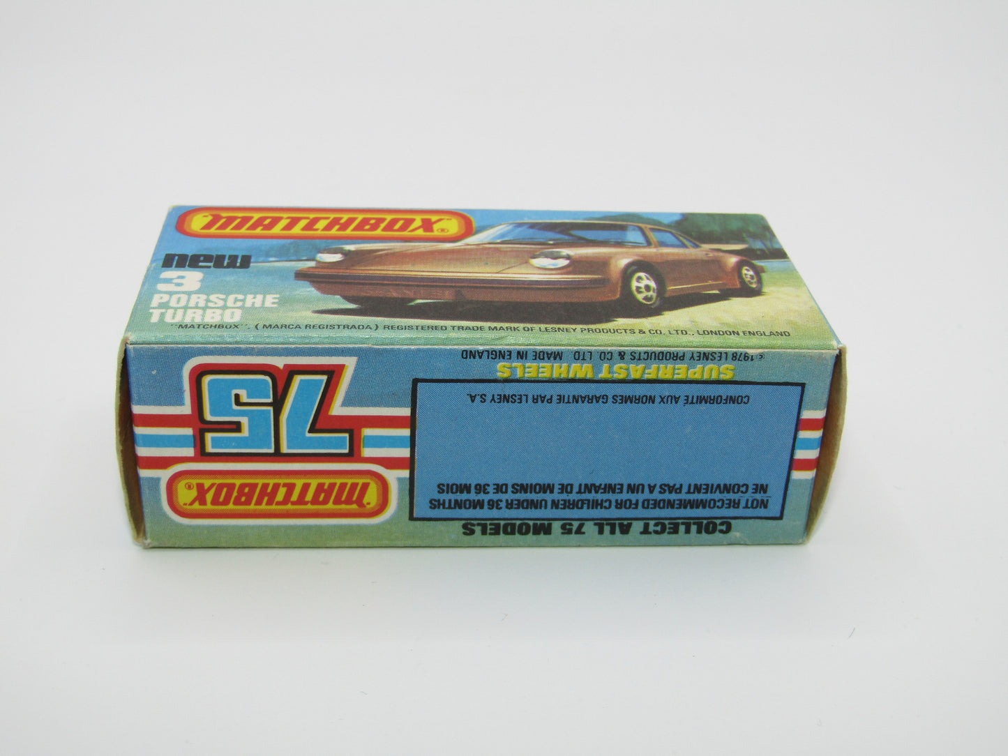 Matchbox Superfast 3C Porsche Turbo MATT SILVER GREY body, Red Interior BROWN Base