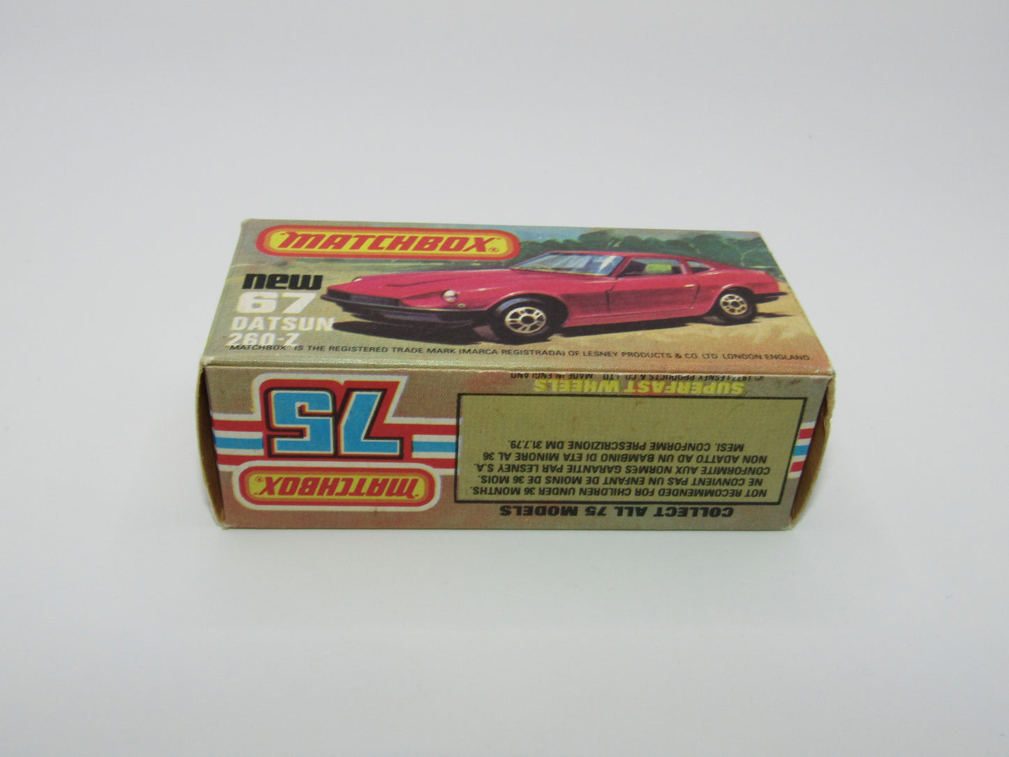 Matchbox Superfast 67C Datsun 126X RED Stripe Tampo Flat Black Base