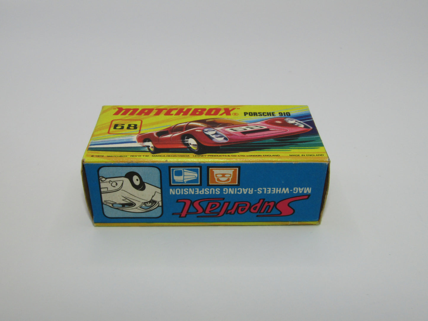Matchbox Superfast 68A Porsche 910 45 Label Amber Windows
